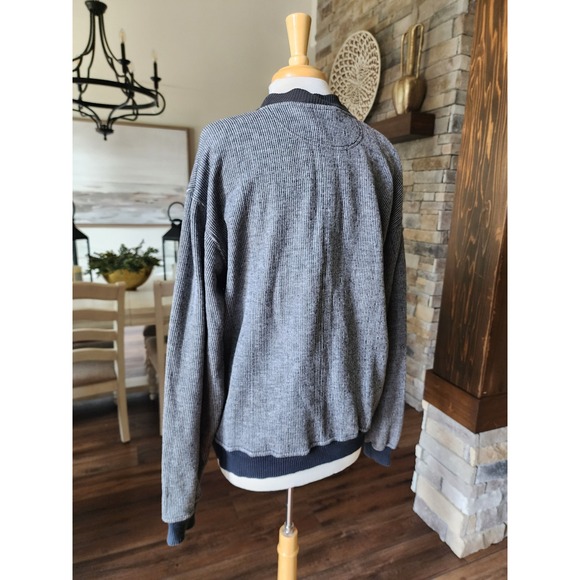 Vintage 80s QBC Club‎ Pullover Mock Neck Striped Sweatshirt Comfy Casual M - Picture 7 of 13